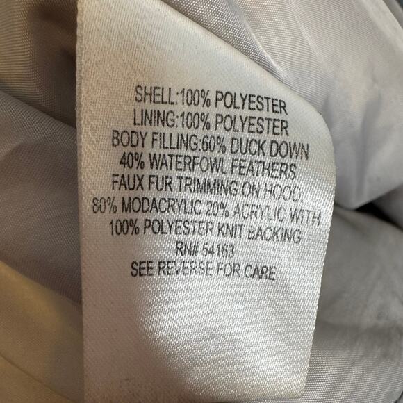 Calvin Klein Down Coat Long Puffer Jacket PM Faux Fur Hood Gray - Picture 7 of 9